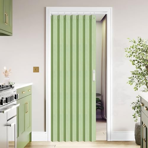 Vatge Vatge Closet Curtain for Open Closet  Green Door Curtains for Doorways Accordion Style Door Curtains for Doorway and Folding Closet Door Cover1 Panel with Tieback W39 x L78 Green