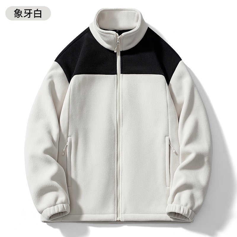 Fleece Jacket For , Windproof And Warm, Polar Fleece Jacket, Softshell Jacket With Thickened Fleece Lining, Color-Blocking, Can Be Worn Outside - Image 1