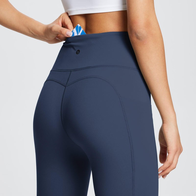 baleaf Leggings with Pockets for Women Tummy Control Workout High Waisted Athletic Ultra Soft 7/8 Gym Yoga Petite Ankle Pants Navy M - Image 5