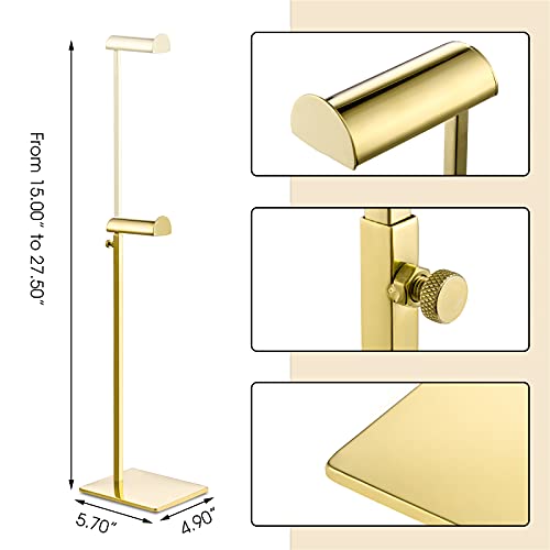 Elitnus Gold Set of 2 Adjustable Height Purse Display Stand - Metal Handbag Display Stand Set - Single Hanging Hook for Boutique Store - Image 3