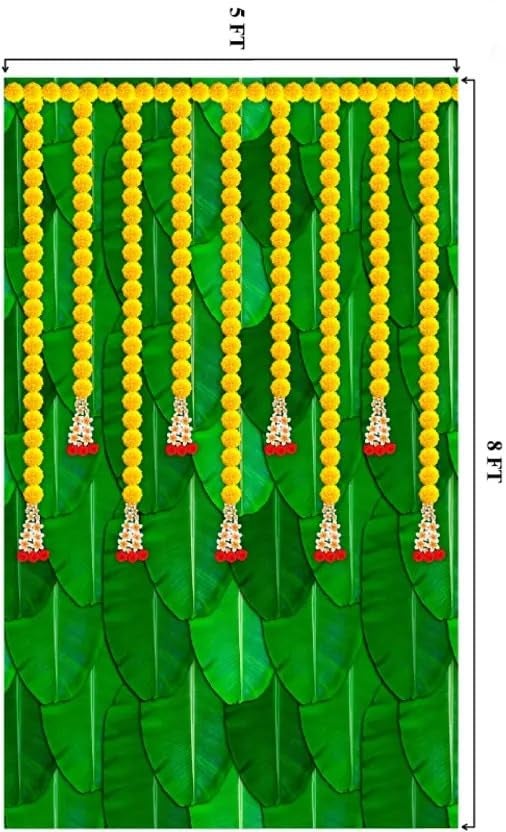 Hk Balloons Banana Leaf Backdrop Decoration Banner for Birthday Decoration Banana Leaf Backdrop for Haldi, Annaprasan Items for Home, for Pooja - Image 2