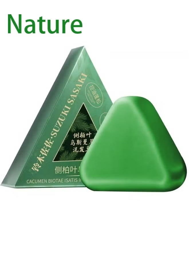 Nature Triangle Shampoo Bar, Nature Seven Green Soap Shampoo, Plant-Based Solid Shampoos Bar, Herbal Hair Care, Gentle Cleansing & Nourishing Care for Healthy-Looking Hair (1pcs) - Image 1