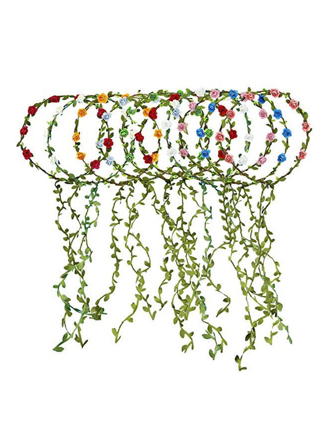 NIBEMINENT 10-Piece Flowers Crown Floral Garland Headband Set Multicolour 18.5centimeter - Image 1