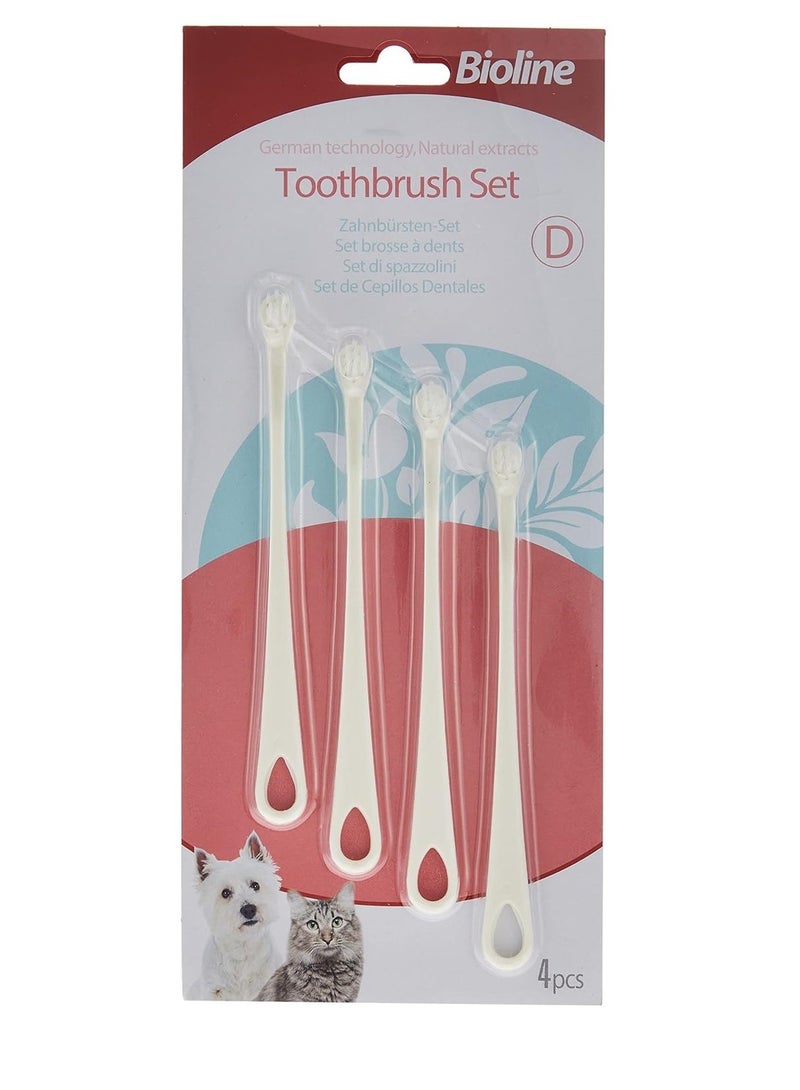 Bioline Tooth Brush for Cats and Puppies Set 4 Pieces White - Image 1
