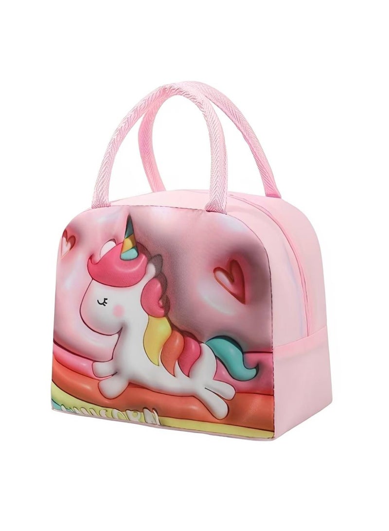 Pink Unicorn Kids Lunch Bag - Insulated Thermal Bag for School - Image 1