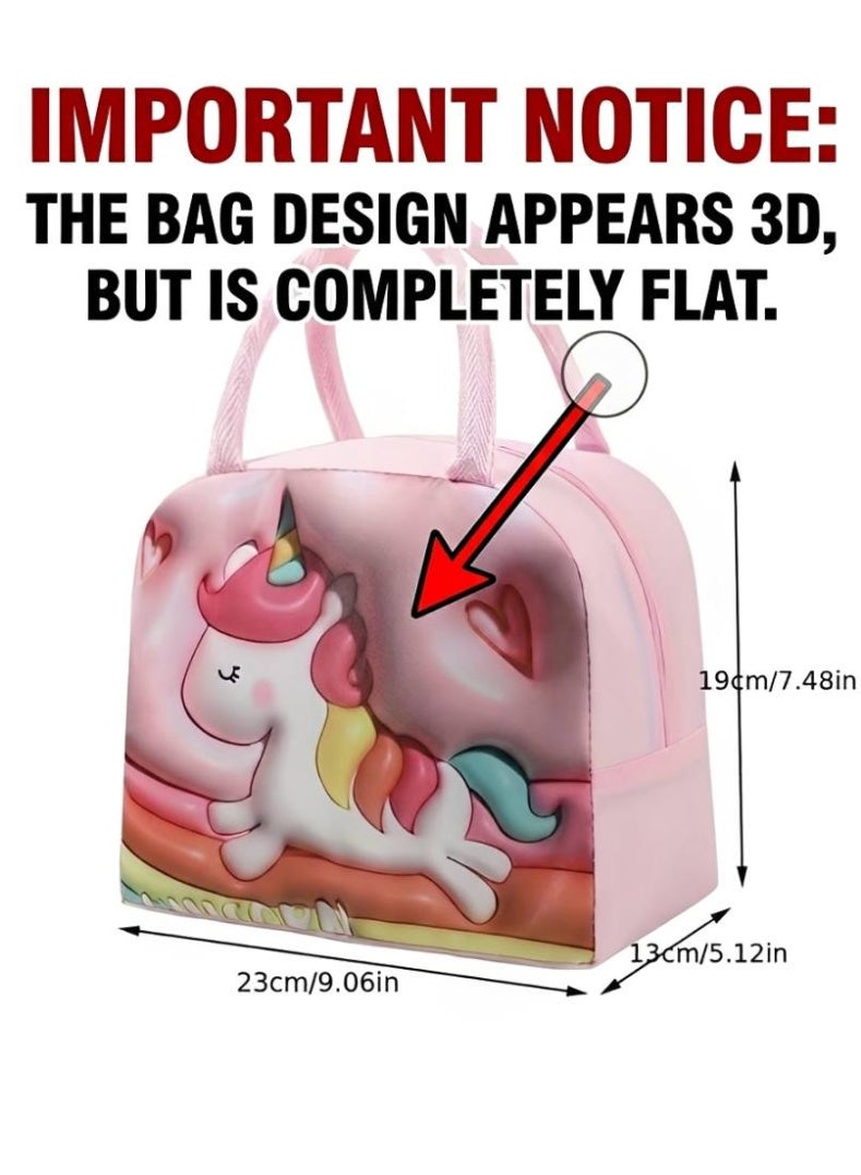 Pink Unicorn Kids Lunch Bag - Insulated Thermal Bag for School - Image 2