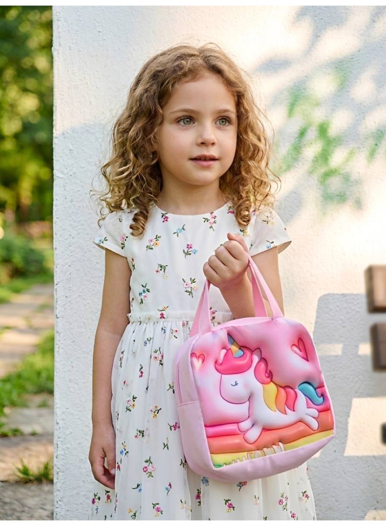Pink Unicorn Kids Lunch Bag - Insulated Thermal Bag for School - Image 3