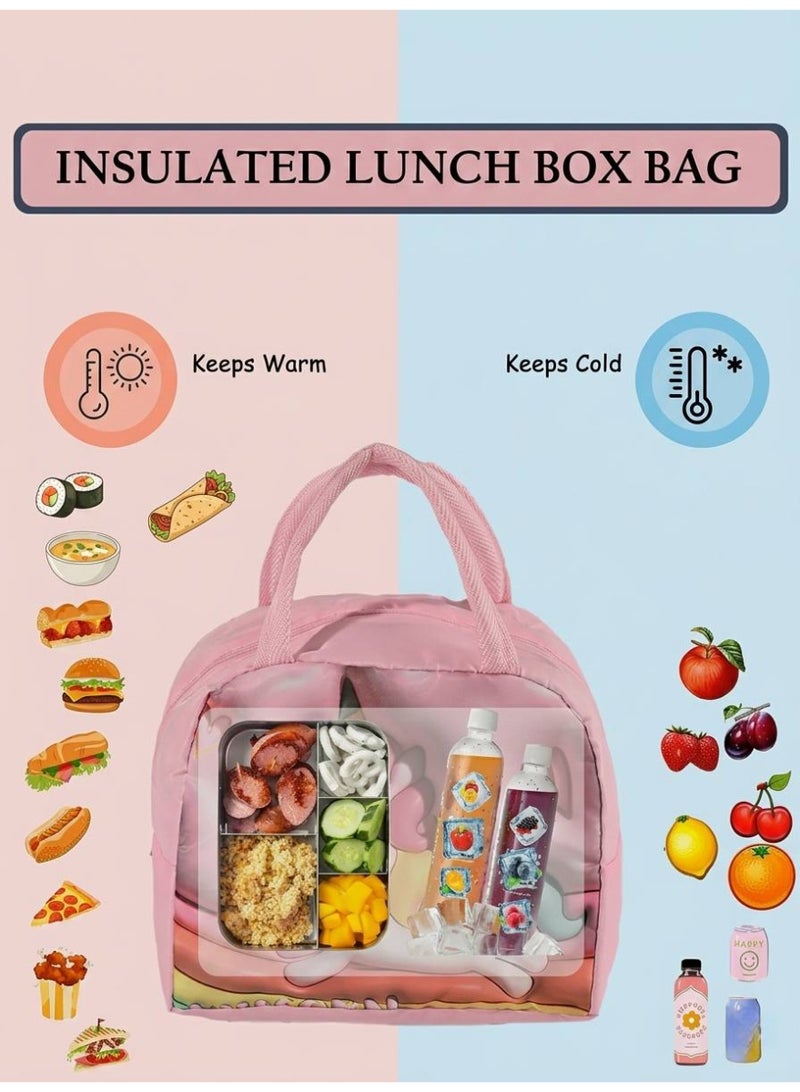 Pink Unicorn Kids Lunch Bag - Insulated Thermal Bag for School - Image 4
