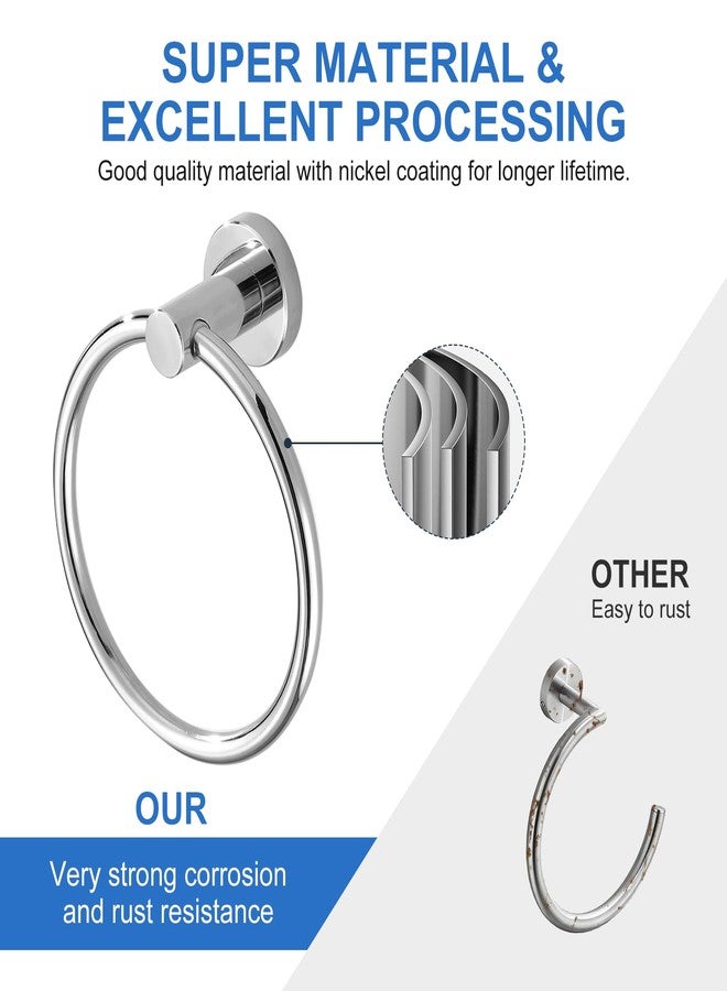 RUMOSE Polished Chrome Bath Towel Ring Heavy Duty Round Hand Towel Holder Hanger for Bathroom & Kitchen, Stainless Steel Drill Free with Glue or Wall Mounted with Screws - Image 3