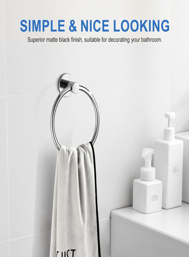 RUMOSE Polished Chrome Bath Towel Ring Heavy Duty Round Hand Towel Holder Hanger for Bathroom & Kitchen, Stainless Steel Drill Free with Glue or Wall Mounted with Screws - Image 4