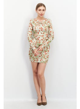 Another Reason Women Floral Pattern Bodycon Dress, Green Combo  - Image 3