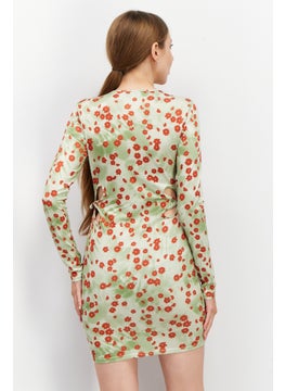 Another Reason Women Floral Pattern Bodycon Dress, Green Combo  - Image 4