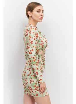 Another Reason Women Floral Pattern Bodycon Dress, Green Combo  - Image 2