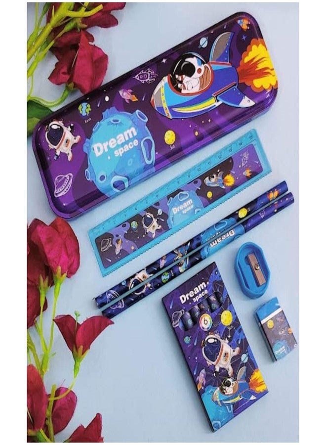 JAPSI Dream Space Stationery Set for Kids, School Kit with Pencil Box, Ruler, Eraser, Sharpener, Multicolour, Age 5+ Years - Image 2