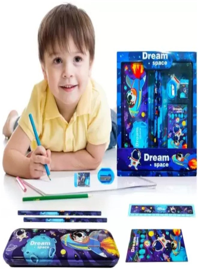 JAPSI Dream Space Stationery Set for Kids, School Kit with Pencil Box, Ruler, Eraser, Sharpener, Multicolour, Age 5+ Years - Image 4