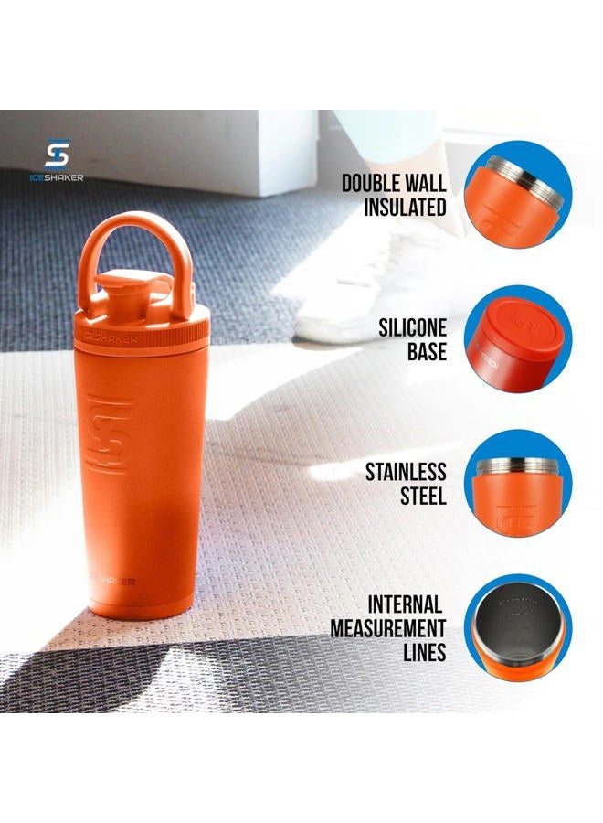 Ice Shaker Insulated Stainless Steel Shaker Bottle | 26oz, Orange Color Rush | Cold for 30+ Hours | Insulated Cup with Twist-on Agitator | Bottle for Protein Shakes, Smoothies, Cocktails - Image 2