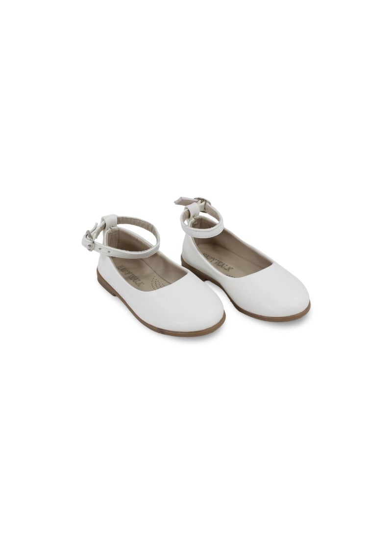 EASY Baby Girls Leather Ballerina – Matte White - Image 3