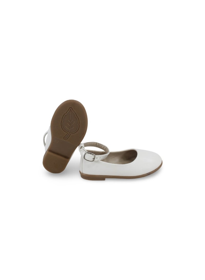 EASY Baby Girls Leather Ballerina – Matte White - Image 1