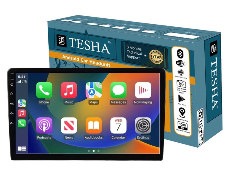 TESHA 9" Android Car Stereo/Headunit for car/Capacitive Touch Screen/GPS + Steering Control Module/Full HD Screen (Ts9 4/32(Wireless Android auto & Carplay)) - Image 1