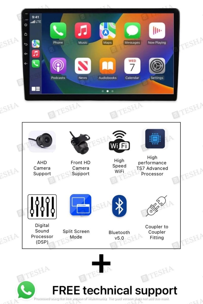 TESHA 9" Android Car Stereo/Headunit for car/Capacitive Touch Screen/GPS + Steering Control Module/Full HD Screen (Ts9 4/32(Wireless Android auto & Carplay)) - Image 2