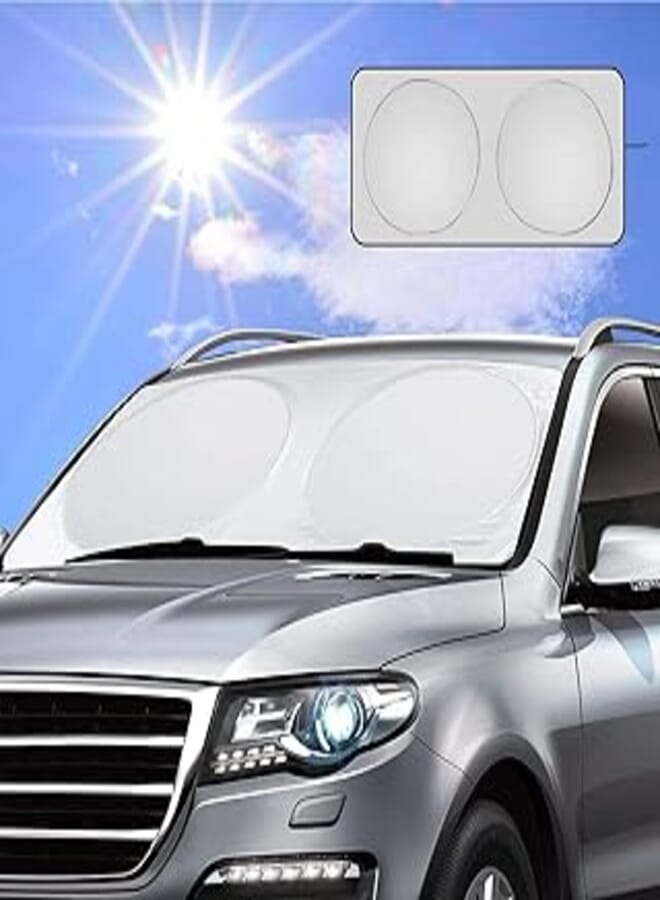 Generic Car Windscreen Sun Shade - Car Windshield Sunshade - Blocks UV Rays Sun Visor Protector, Foldable Front Window Sunshades for SUV Truck to Keep Vehicle Cooler & Shelter Dust Ice Snow (150 * 80CM)