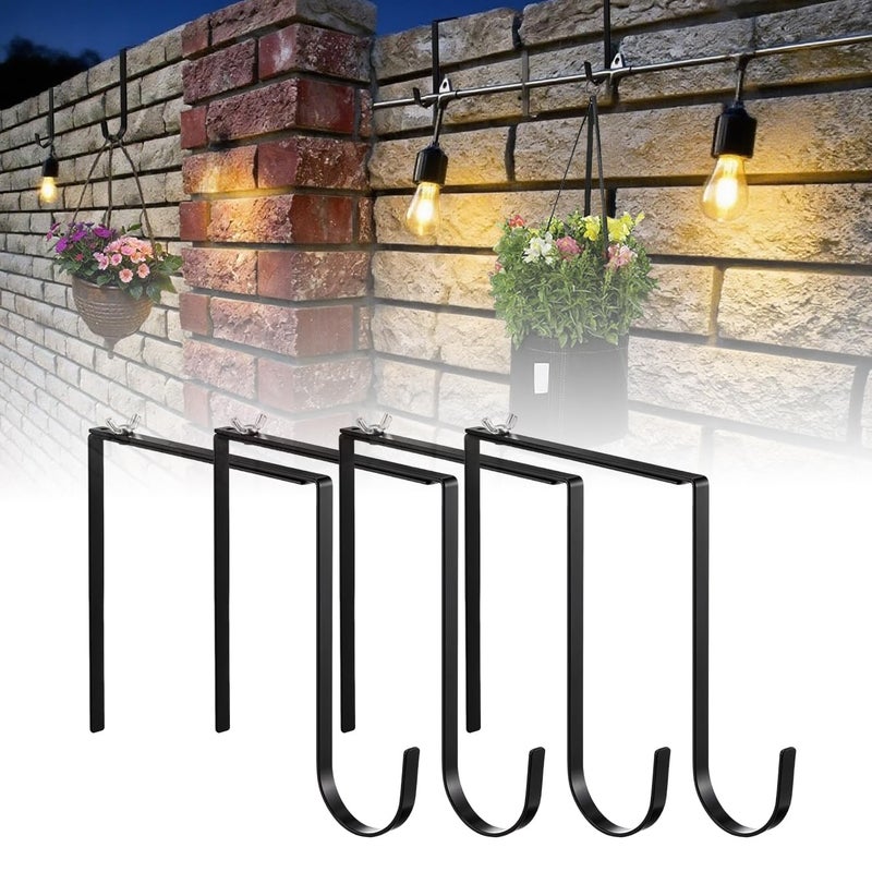 Corztg 4 Pcs Outdoor No Drill String Light Hooks for 6-11 inch Concrete, Cinder Block & Brick Walls, Metal Adjustable Wall & Brick Hangers for Hanging Outdoor Rope Lights Cable Cord Holders Organizer - Image 1