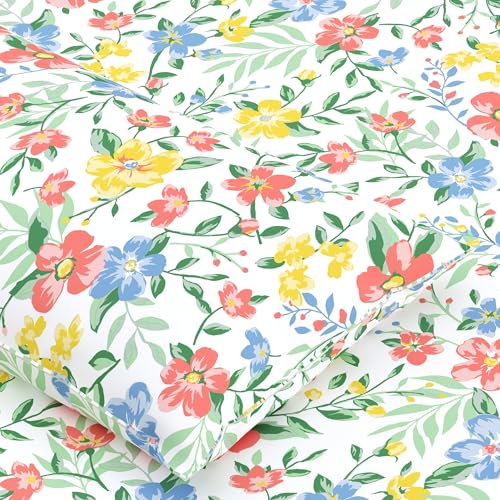 Home Ecstasy 100% Cotton King Bedsheet with 2 Pillow Covers - (Size 108 x 108 inches, 140 TC, Colour - Multi: Petal Whimsy) - Image 4