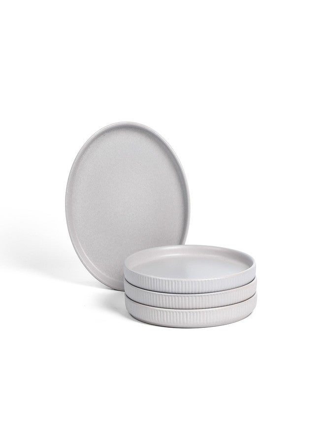 Stone Lain Haven Modern Stoneware 4 Piece Salad Plates Sets, Dish Set for 4, Reactive Glaze Grey - Image 1