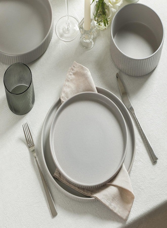 Stone Lain Haven Modern Stoneware 4 Piece Salad Plates Sets, Dish Set for 4, Reactive Glaze Grey - Image 3