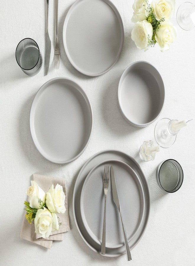 Stone Lain Haven Modern Stoneware 4 Piece Salad Plates Sets, Dish Set for 4, Reactive Glaze Grey - Image 5