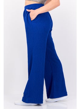 The Giving Movement Women Regular Fit Textured Flare Pants, Blue  - Image 2
