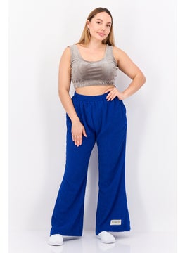 The Giving Movement Women Regular Fit Textured Flare Pants, Blue  - Image 4