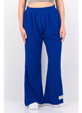 The Giving Movement Women Regular Fit Textured Flare Pants, Blue  - Image 1