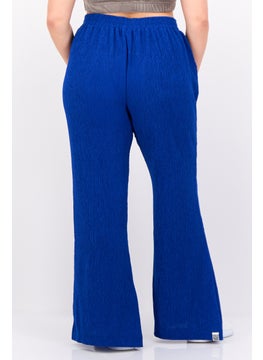 The Giving Movement Women Regular Fit Textured Flare Pants, Blue  - Image 3