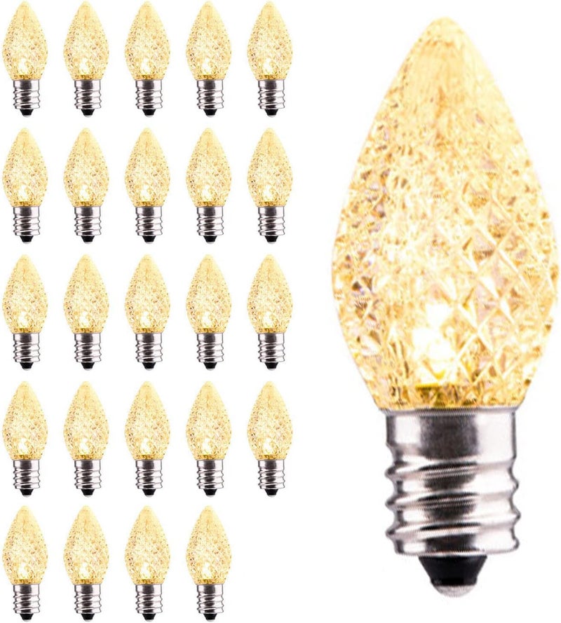 Brightown 100 Pack C7 LED Replacement Christmas Light Bulbs C7 Shatterproof LED Bulbs for Christmas String Lights E12 Candelabra Base Commercial Grade Dimmable Holiday Bulbs Warm White - Image 1