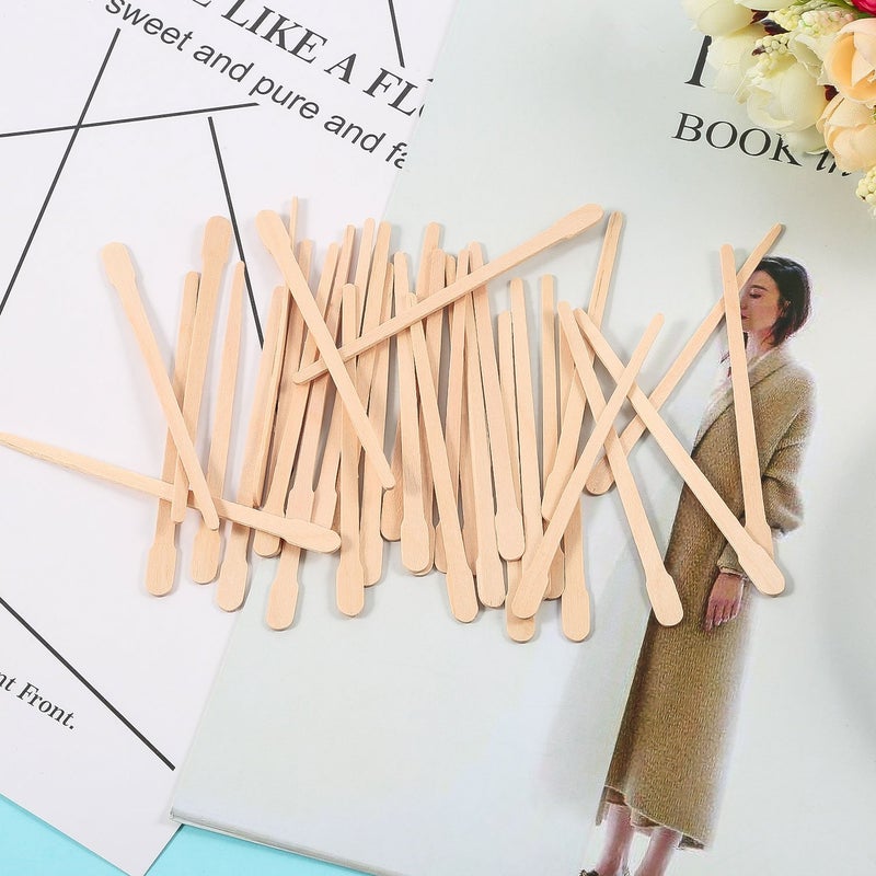 Bememo 500 Pcs Wax Sticks Eyebrow Brow Lip Nose Small Wooden Waxing Applicator Spatula Craft Sticks for Hair Face Legs Removal Spa - Image 4