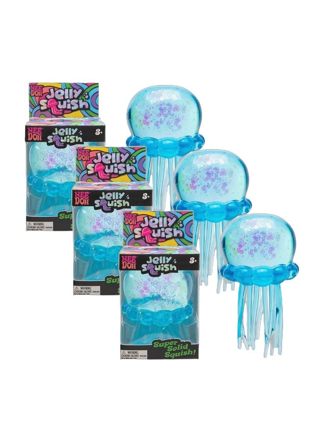 NeeDoh Jelly Squish Glitter Jellyfish Stress Relief Squishy Toy, Soft TPR Squeeze Fidget Toy for Anxiety Relief, Portable Sensory Toy for Kids & Adults Bundle - Image 1