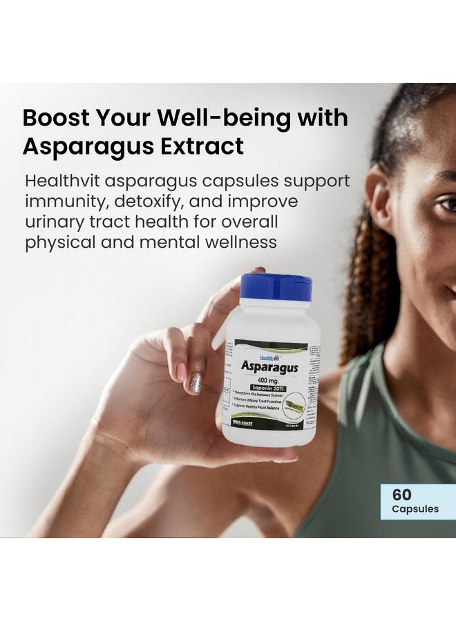 Healthvit Asparagus 400mg (20% Saponin) | Improve Immune System & Urinary Tract Function | Vegan & Gluten Free | 60 Capsules - Image 3