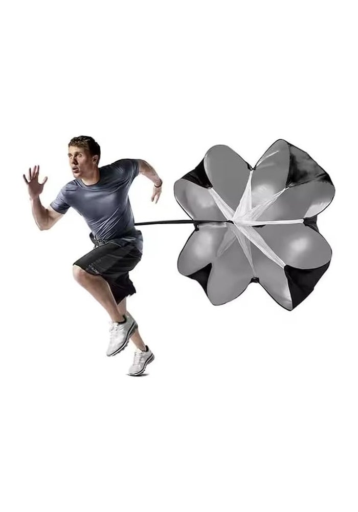 Training Parachute for Speed Training - Black and Silver Resistance Chute - Image 1