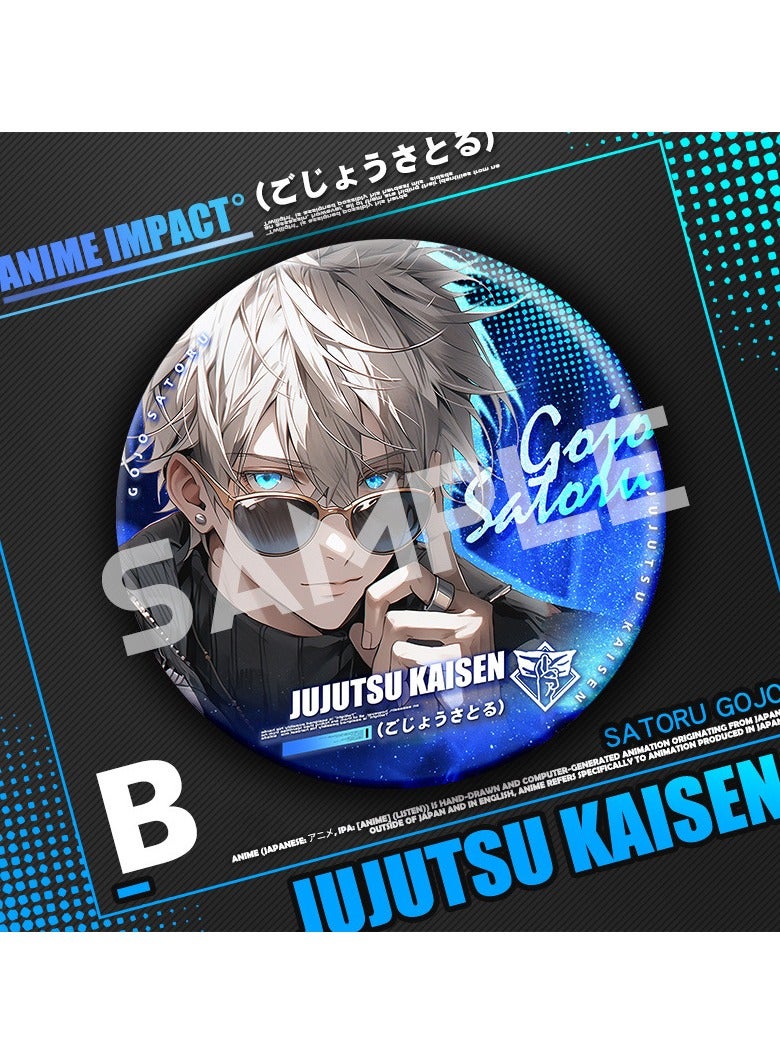 Anime Jujutsu Kaisen Satoru Gojo Round Pin Cosplay Badge Accessories For Clothes Backpack Decoration Gift - Image 1