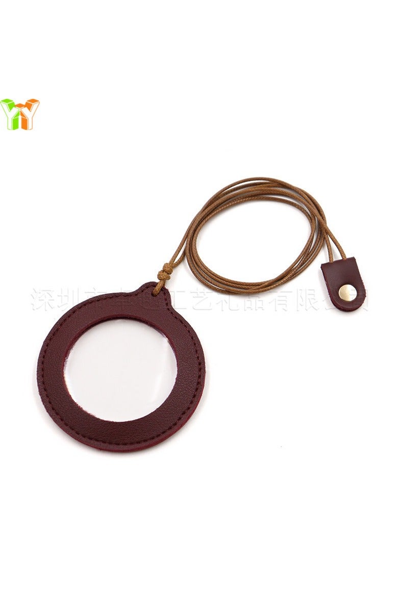 general Simple solid-color adjustable neck-mounted magnifying glass leather case for the elderly, a high-power portable magnifying glass protection case for the elderly. - Image 1