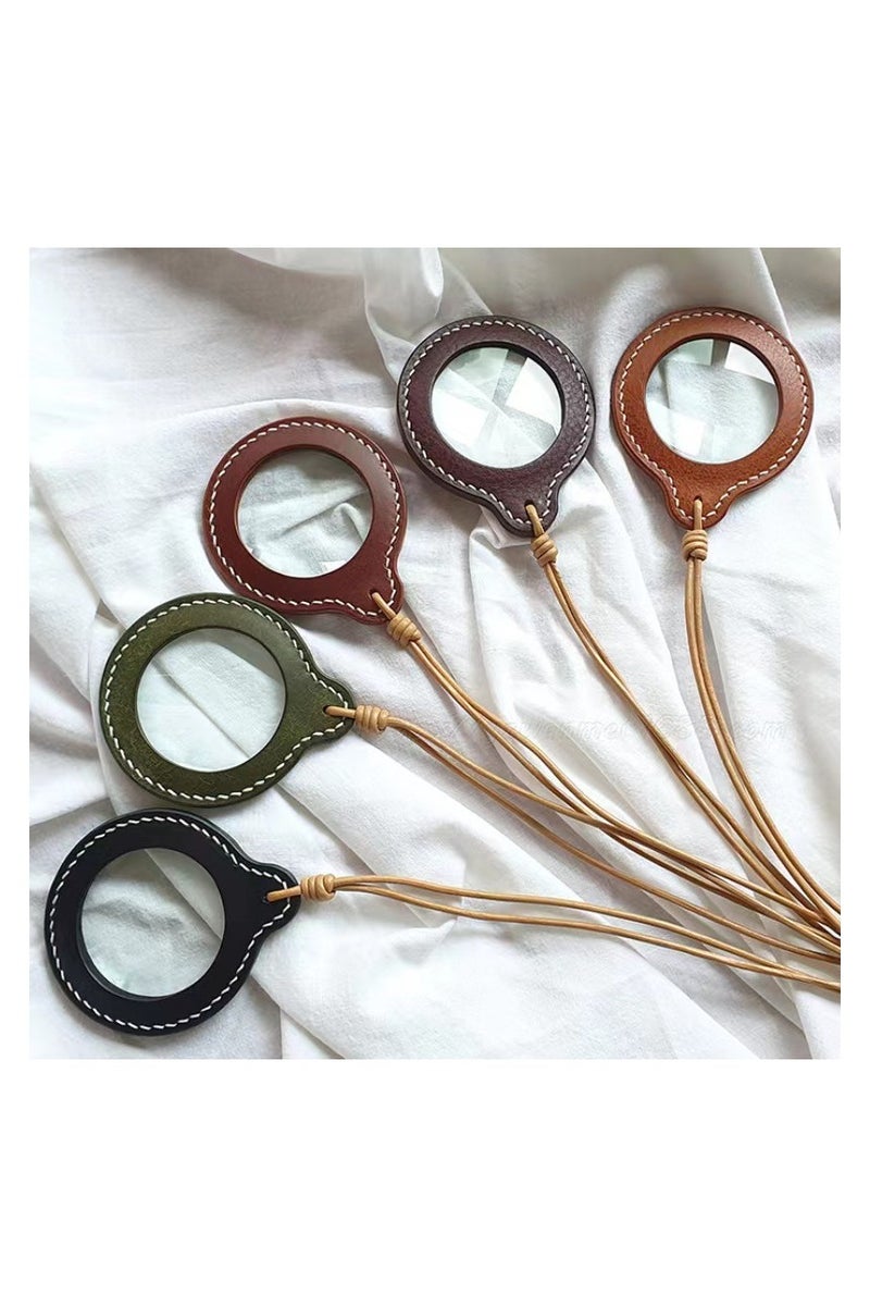 general Simple solid-color adjustable neck-mounted magnifying glass leather case for the elderly, a high-power portable magnifying glass protection case for the elderly. - Image 2