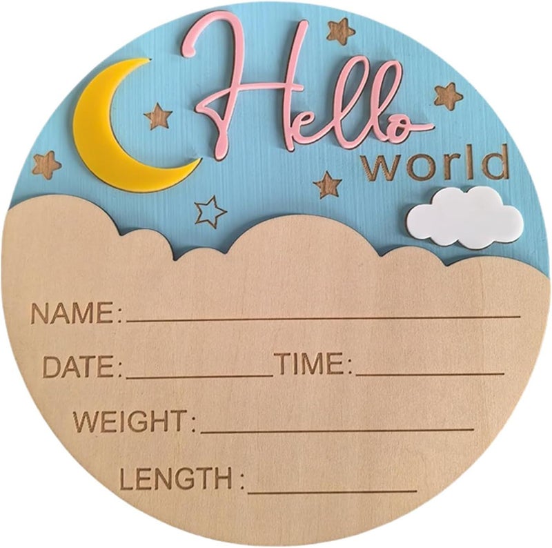 Wood Newborn Announcement Sign 5.9 Inch Wooden Photo Prop for Hospital Nursery Decoration - Image 1