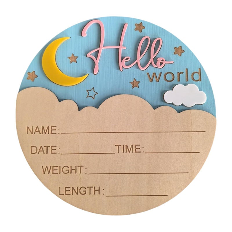 Wood Newborn Announcement Sign 5.9 Inch Wooden Photo Prop for Hospital Nursery Decoration - Image 2