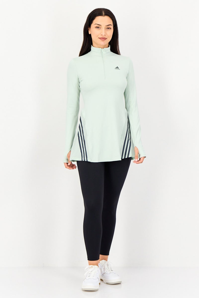 Adidas Women Sportswear Fit Long Sleeve Running Mini Dress, Light Mint Green - Image 2