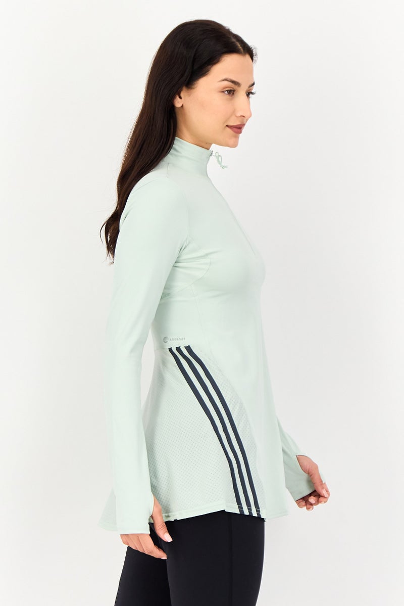 Adidas Women Sportswear Fit Long Sleeve Running Mini Dress, Light Mint Green - Image 3