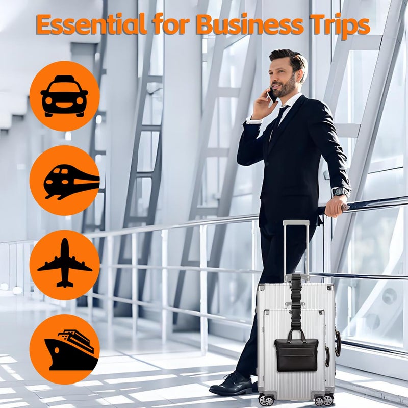 uadbau Luggage Straps for Suitcases TSA Approved, Straps with Buckles, Adjustable Luggage Connector Straps for Suitcases - Connect 3 Luggages, Fanny Pack Extender Strap (2pcs Black) - Image 5
