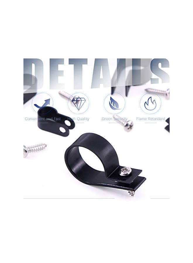 Glarks 132Pcs 6 Sizes Nylon R-Type Cable Clamp Cable Organizer Cord Clips Assortment Kit for Wire, Cable, Conduit and Cable Conduit Kit Black 111 - Image 3