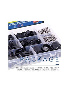 Glarks 132Pcs 6 Sizes Nylon R-Type Cable Clamp Cable Organizer Cord Clips Assortment Kit for Wire, Cable, Conduit and Cable Conduit Kit Black 111  - Image 5