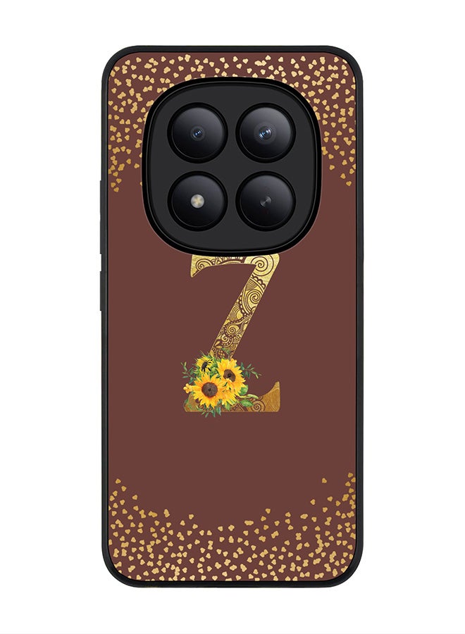 For Xiaomi Redmi Note 15 Pro+ / Poco M8 Pro Case,Slim fit Camera Protection, Shockproof Thin Phone cover  - Custom Floral Monogram - Z  (Brown )